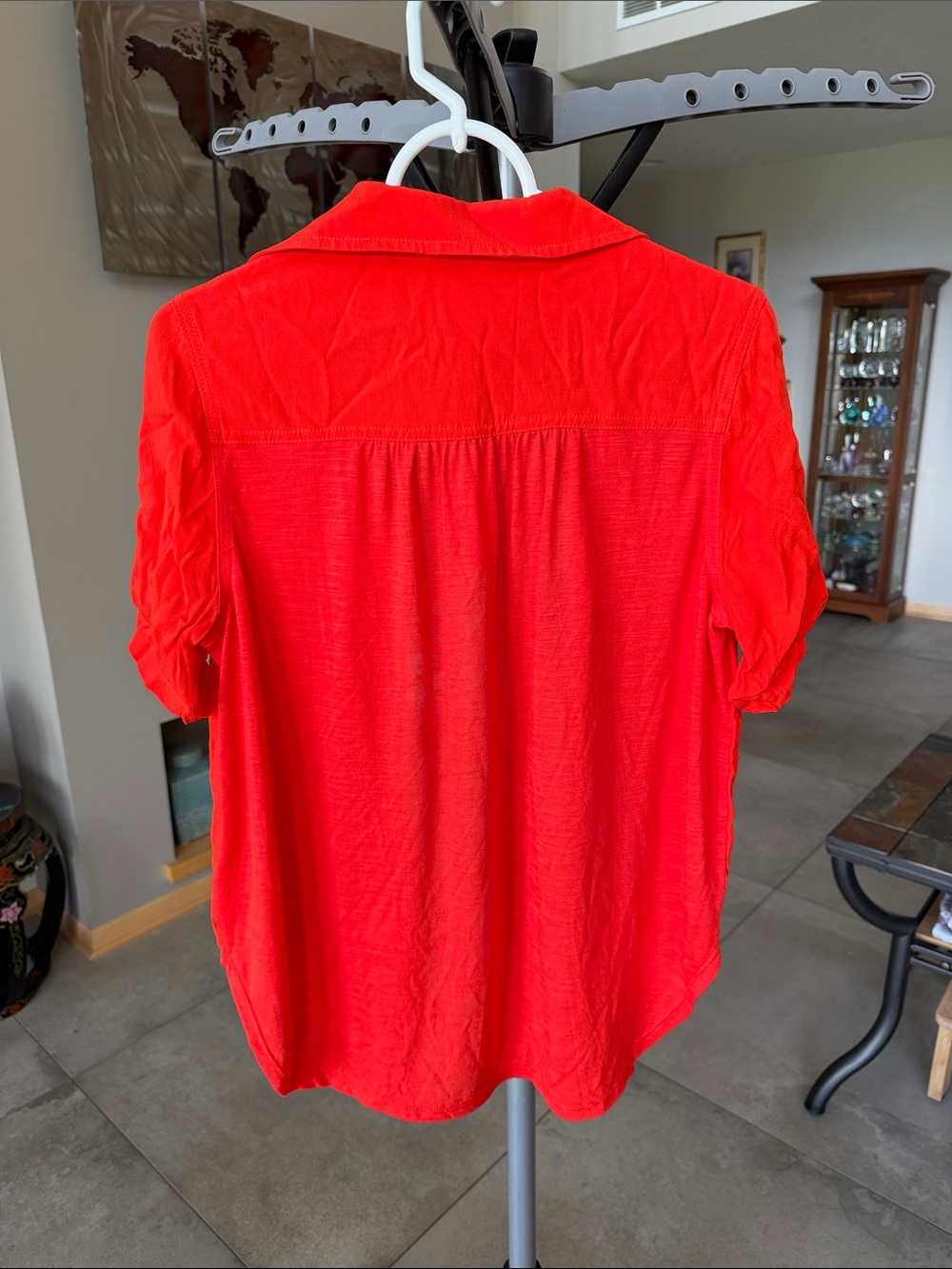 NWT Porridge Short Sleeve Shirt in Bright Orange Red size XS - Picture 6 of 7